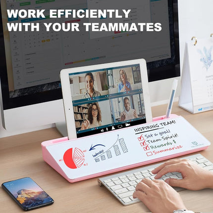 TSJ Office Desktop Whiteboard Dry-Erase-Board - Computer Keyboard Stand White Board Surface Pad with Drawer, Desk Organizers with Accessories for Office, Home, School Supplies
