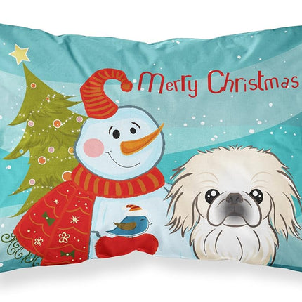 Caroline's Treasures BB1841PILLOWCASE Funda de almohada estándar de tela con diseño de muñeco de nieve y pekinés, grande, multicolor