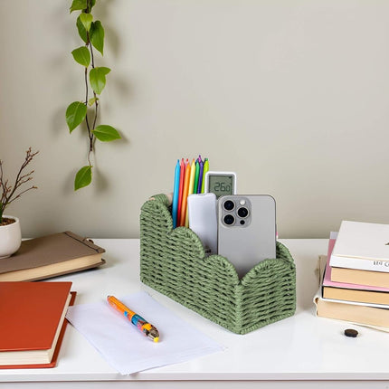 CubesLand Bedside Table Desk Organizer Caddy, Remote Pen&Pencil Holder Cup
