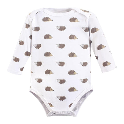 Hudson Baby unisex-baby Cotton Long-sleeve Bodysuits 3-pack, Hedgehog, 12-18 Months