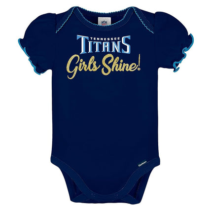 Gerber Baby Girl's Standard NFL 3 Pack Short Sleeve Onesie Bodysuit, Team Color, 6-12 Months