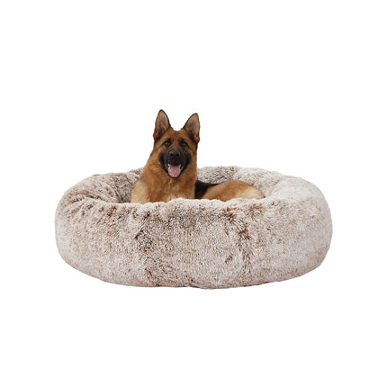 Bedfolks Calming Donut Dog Bed, 114CM Round Fluffy