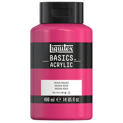 Peinture Acrylique Liquitex BASICS, Bouteille 400 ml (13.5 oz), Magenta Moyen