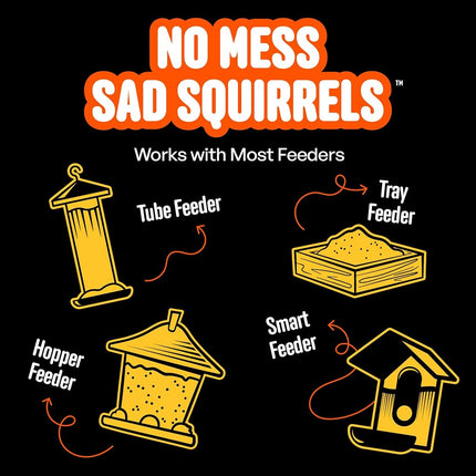 Cool Birds No Mess Sad Squirrels Hot Bird Seed – 10 lb. Spicy Shell-Free Blend with Peanuts, Sunflower Hearts & Chili Pepper Oil – No Waste, Squirrel-Resistant Bird Food for Outside Feeders