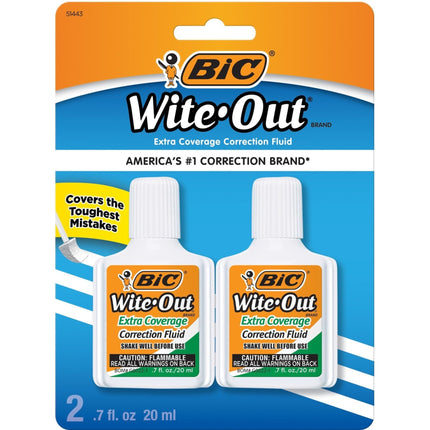 Bic Wite Out Líquido Corrector Cobertura Extra - 51443 .7 fl oz. Cada uno (2 por paquete)