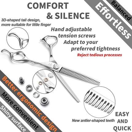 Fengliren High-end Professional Hair Thinning Scissors Hair Cutting Teeth Shears Barber Hairdressing Texturizing Scissors Extremely Very Sharp 6.5 Inch Stainless Steel Alloy For Men Women Salon & Home