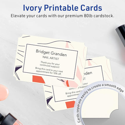 Avery Printable Rectangle Cards with Scalloped Edges, 5" x 7", Matte Ivory Cardstock, Laser & Inkjet Printable, 100 Total, Great for Invitations, Thank You Messages, and More