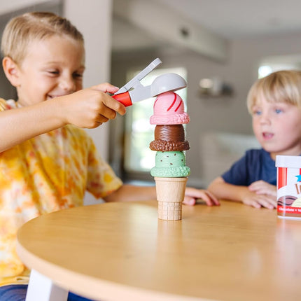 Melissa & Doug Scoop and Stack Ice Cream Cone Wooden Magnetic Pretend Play Food Set, Preschool Toy Play Ice Cream Set, Pretend Food, Toy For Toddlers And Kids Ages 3+ - FSC Certified - FSC Certified