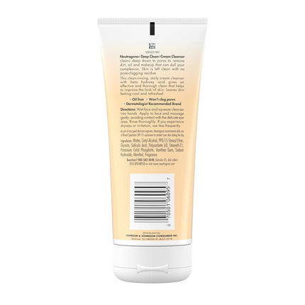 Neutrogena Deep Clean Cream Facial Cleanser, Oil Free - 7 Oz