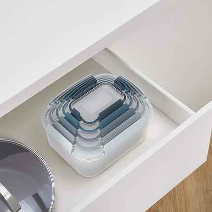 Joseph Joseph Nest Lock Plastic BPA Free Food Storage Container Set with Lockable Airtight Leakproof Lids, 10-Piece, Sky