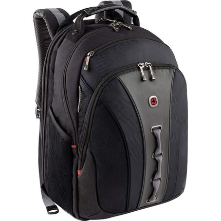 Wenger Legacy 16" Laptop Backpack, TripleProtect Padded Compartment, Airflow Back Panel, Comfort‑Fit Straps, CaseBase Stabilizing Platform, Black/Grey