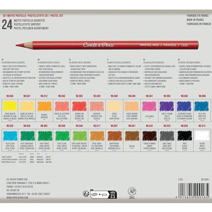 Conte a Paris Pastel Pencil Set - Assorted ,Black/Green/Grey/Yellow,(Set of 24)