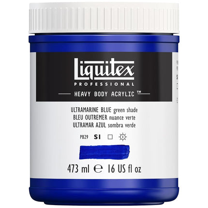 Liquitex Professional Heavy Body Acrylic Paint, 16-oz (473ml) Pot, Ultramarine Blue (Green Shade)
