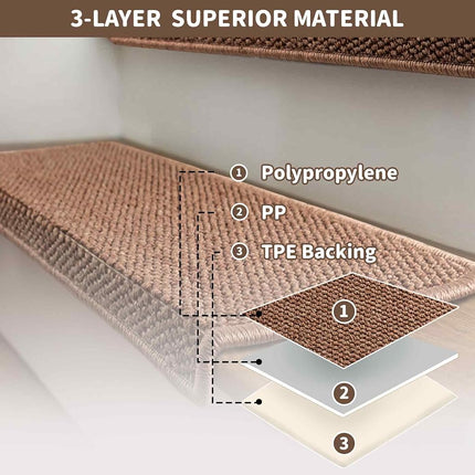 Brakki Bullnose Carpet Stair Treads, Stair Treads for Wooden Steps, 2pcs