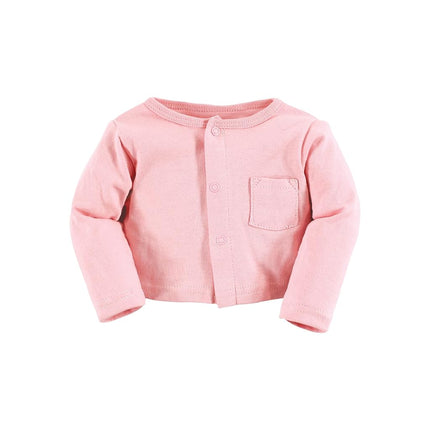 Hudson Baby Baby Girls' Cotton Dress and Cardigan Set, Pink Tulips, 6-9 Months