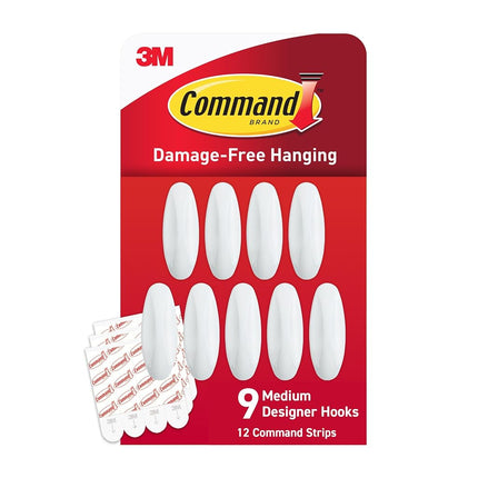 3M Command™ Medium Designer Hooks, Damage-Free, 9 