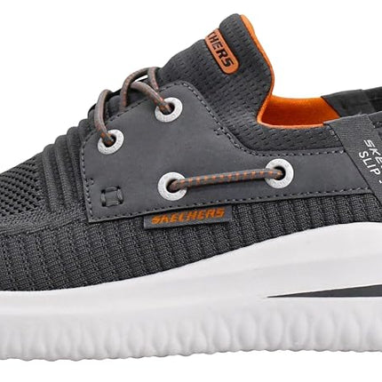 Skechers Delson 3.0 - Roth 210606 Chaussures basses à lacets élastiques pour hommes, anthracite orange, 12 UK