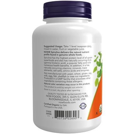 NOW Organic Foods Spirulina Powder, 4 Ounce