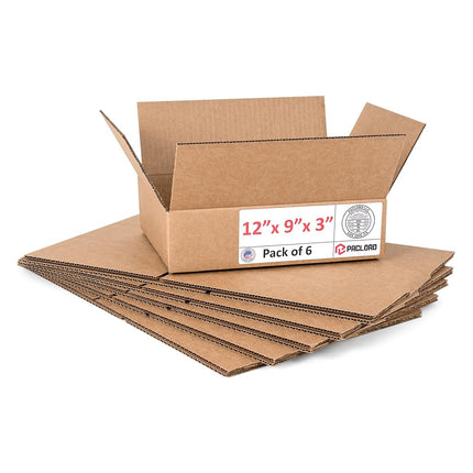 Paclord 6 Cajas de Cartón Medianas de 30.5 x 22.9 x 7.6 cm (L x A x H) - Cajas de Embalaje Fabricadas en EE. UU. para Mudanzas, Envíos o Almacenamiento - Aprobadas por USPS
