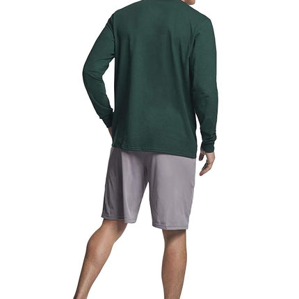 Russell Athletic Men's Dri-Power Long Sleeve Tees, Moisture Wicking, Odor Protection, UPF 30+ T-Shirt, Dark Green, Large
