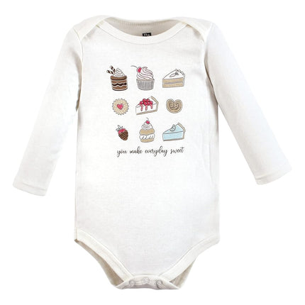Hudson Baby Baby Girls Cotton Long-sleeve Bodysuits 3-pack, Sweet Bakery, 9-12 Months