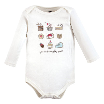 Hudson Baby Baby Girls Cotton Long-sleeve Bodysuits 3-pack, Sweet Bakery, 9-12 Months