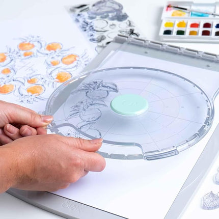 Sizzix Stamp & Spin Tool - Accessory to Stencil & Stamp Tool - 360° Stamping, Rotating Press, Precise Alignment