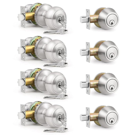 Brotima 4 Pack Keyed Alike Front Door Knob and Dea