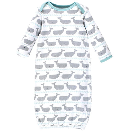Hudson Baby Baby-Girls Cotton Gowns, Whales Anchor, Preemie-Newborn