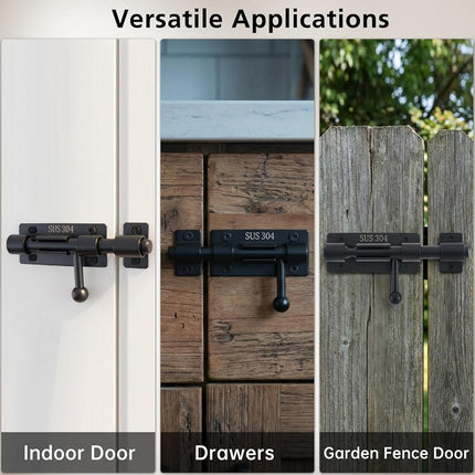 2 Pack 4 inch Slide Barrel Bolt Gate Latch Black