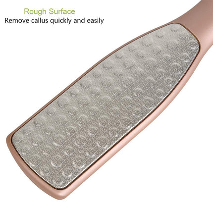 BEZOX Foot File Callus Remover - Double Sided Stainless Steel Foot Rasp for Wet and Dry Feet - Foot Scraper for Dead Skin and Cracked Heel - W/Storage Cloth Bag (Champagne Gold)