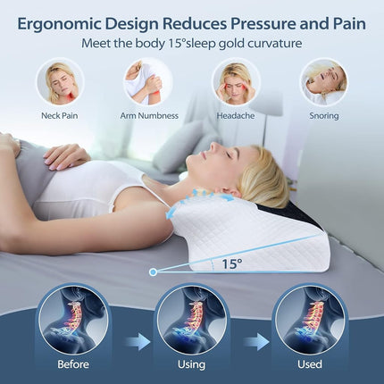 HOMCA Cervical Pillow, Ergonomic Memory Foam Neck Pillow for Pain Relief