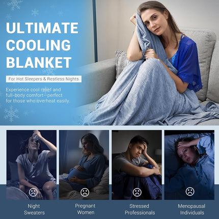 Elegear Revolutionary Cooling Blanket Absorbs Heat to Keep Adults,Children Cool on Warm Night,Japanese Q-Max 0.5 Arc Chill3.0 Cooling Fiber,100% Cotton Backing Summer Blanket for Night Sweat 130x170cm