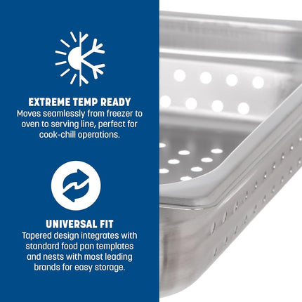Carlisle FoodService Products Durapan Stainless Steel Steam Table Pan, Hotel Pan with Perforation for Catering, Buffets, Restaurants, 2.5 Inches Deep, Silver, (Pack of 6)