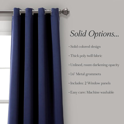 Lush Decor Insulated Grommet Blackout Curtains Panel Pair, 52" W x 84" L, Navy