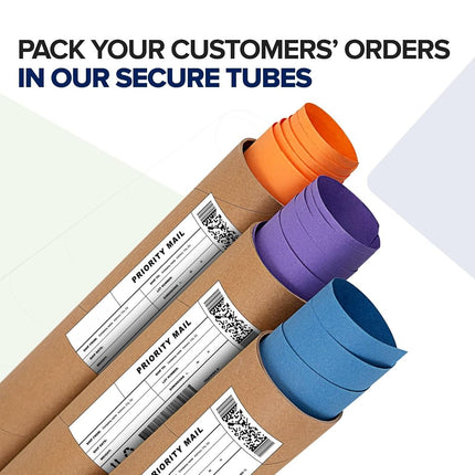 Tubos de envío de papel kraft reforzado de 5.08 cm x 60.96 cm, paquete de 6 tubos con 2 tapas cada uno – Tubo para póster aprobado por USPS – Tubo de cartón fabricado en EE. UU. para enviar y almacenar pósteres, impresiones, obras de arte o documentos