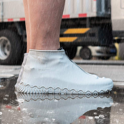 Shiwely Waterproof Shoe Covers, Silicone Reusable Shoe Cover Non-slip Durable Zipper Elastic Rain Cover Protection for Men Women (L (Women 8-12, Men 7-11), Grey)