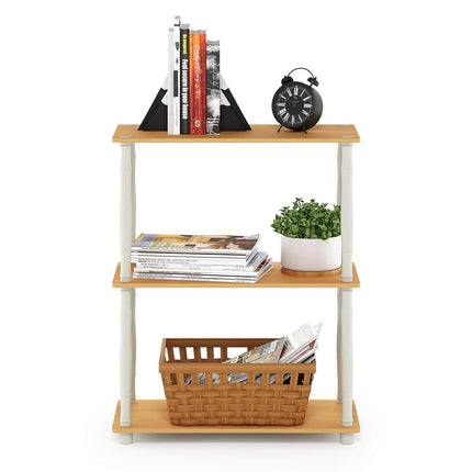 Furinno TURN-N-TUBE 3-Tier Tool-Free Corner Open Shelf, Beech