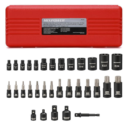 MIXPOWER 32PCS Torx Bit Socket Set, 14 Star Bits (
