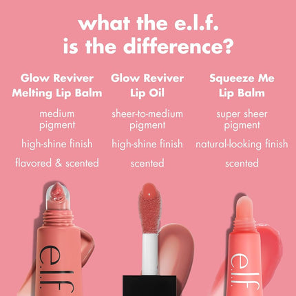 e.l.f. Glow Reviver Melting Lip Balm, Hydrating Tinted Lip Balm For A Glossy Finish & Soft, Supple Lips, Vegan & Cruelty-Free, Blue Razz Slushy