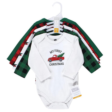 Hudson Baby unisex-baby Cotton Long-sleeve Bodysuits, Christmas Tree, 18-24 Months