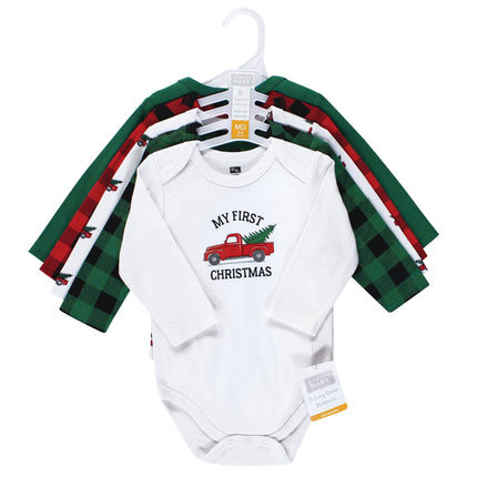 Hudson Baby unisex-baby Cotton Long-sleeve Bodysuits, Christmas Tree, 18-24 Months
