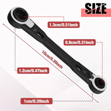 GOLD DEER 4-in-1 Reversible Ratcheting Box Wrench Set Metric 8mm 10mm 12mm 13mm Double Box End Wrench Set Ratchet Wrenchs,72-Tooth Ratcheting Gear,CR-V Steel