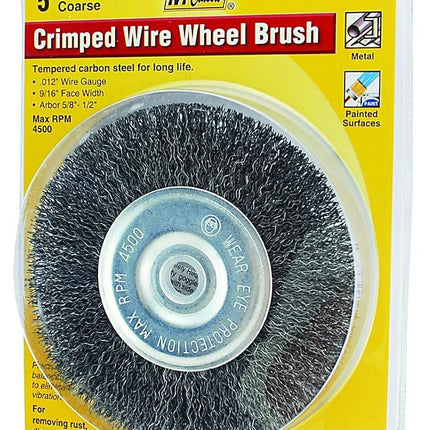 Ivy Classic 39054 5-Inch x 5/8-1/2-Inch Arbor, Carbon Steel Crimped Bench Wire Wheel - 0.012-Inch Coarse, 1/Card