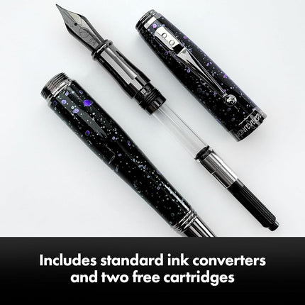 Monteverde Invincia Vega Starlight Purple Fountain Pen - Broad Nib, Artistic Design, Premium Writing Instrument