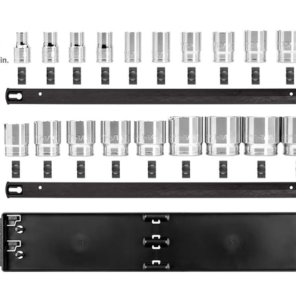 TEKTON 1/2 Inch Drive 12-Point Socket Set with Rails and Tray, 19-Piece (3/8-1-1/2 in.) | SHD92126