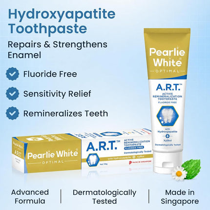 Pearlie White Active Remineralization Toothpaste - Fluoride Free (3.8oz, 110gm) - Remineralizing Toothpaste for Tooth Enamel Repair | Contains Hydroxyapatite and Xylitol, Pack of 2