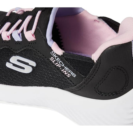 Skechers Girls' Bounder Simple Cute Trainer, Black/White, 4 UK Toddler