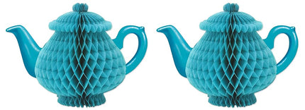 Beistle A Creation 59947, 2 Piece Tissue Teapot Centerpieces, 7", Paper, Blue