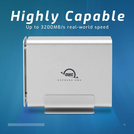 OWC Express 4M2 SSD Enclosure for up to 4 NVMe Solid State Drives M.2 2230/2242/2280 , Thunderbolt 4 up to 3200Mbps RAID 0/1/4/5/10/JBOD Mac/PC Compatible Aluminium Heatsink (0TB Incl SoftRAID)